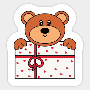 Christmas Bear With Xmas Gift Sticker